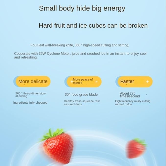 400ml Portable Mixer With Stainless Steel Blade Charging Wirelessly Fresh Juice Is Available In 30 Seconds Suitable For Office Picnics And Gym