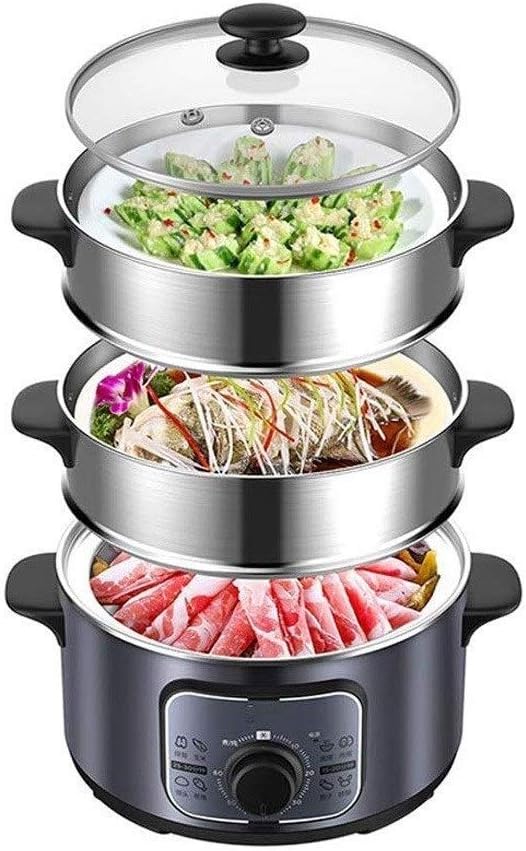 Pot-Style Rice Cooker and Food Steamer with Timer 1300W Fast Heating Stainless Steel Steamer The Knob is Timed Flexible Control of The Heat(