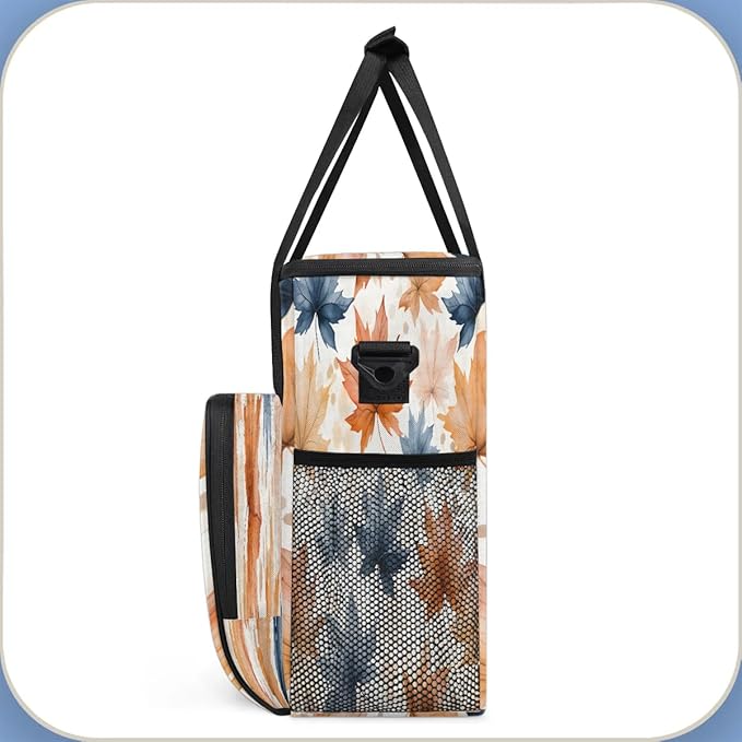 Watercolor Maple Leaves Coffee Maker Carrying Bag Compatible with K-Mini or K-Mini Plus Portable Single Cup Coffee Maker Case with Pockets for K Cup Pods