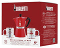 Bialetti Moka Express Iconic Italian Stovetop Espresso Maker (Red 6 Cups Bundle)