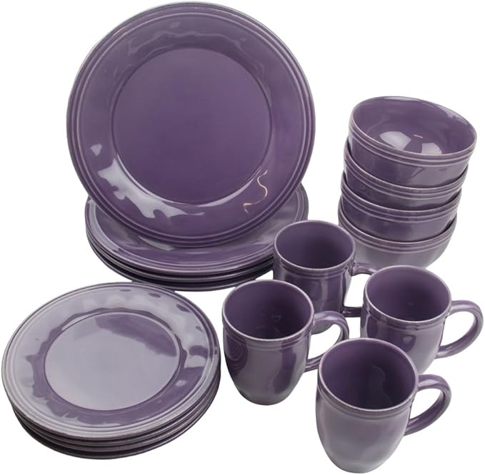 16 Piece Purple Stoneware Set