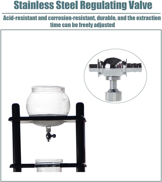 Cold Brew Drip Coffee Tower Ice Coffee Maker - Makes 6-8 Cups 1000ml with Slow Drip Technology Glass Container and Wood Stand for Commercial Office