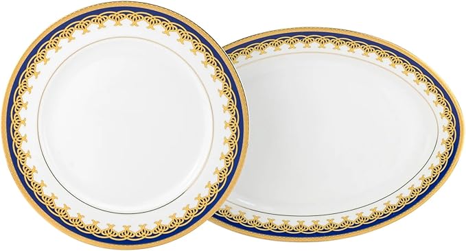 57-Piece Porcelain Dinnerware Set – Super White Premium Tableware Service for 8 Plates Bowls Cups &amp Serving Pieces Dishwasher Safe Gift-Boxed
