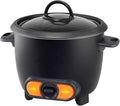 3 Cup Rice Cooker Non-Stick with Glass Lid – Compact 6 Cup Cooked Rice Maker with Spatula &amp Measuring Cup – Small Electric Rice Cooker for Kitchen Black