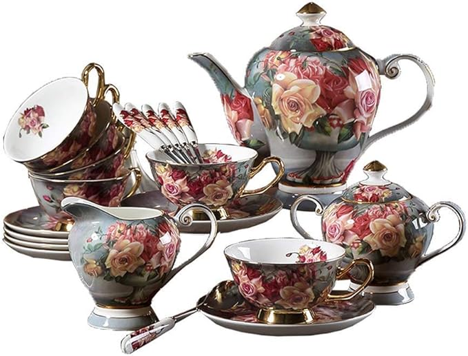 Palace Style China Dinnerware Set Dinner Plate Ceramics Dinnerware Set Nordic Style Porcelain Dinner Set of 41 / Light Luxury