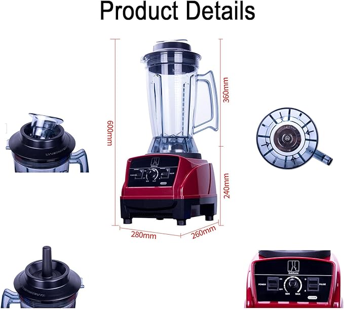 FfiMe 3.9l Professional Blender Professional Blender for Kitchen with 2300w Base and Total Crushing Technology