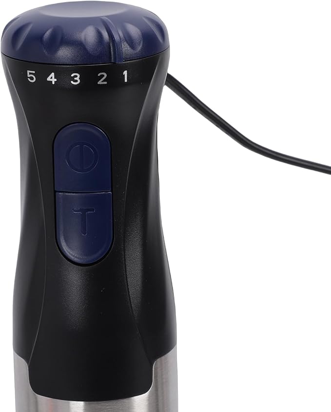 Brrnoo Hand Blender 4 in 1 Immersion Blender with 20 Speeds Stainless Steel Food Processor Egg Whisk 24oz Blending Cup 17oz Chopping Bowl Boost Button for Protein Shakes Soups (US Plug 110V)