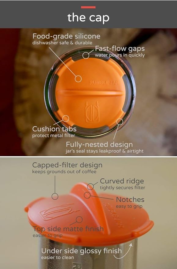 Rumble Jar - Next-Gen Cold Brew Coffee Maker for Mason Jars - 200 Micron Filter Is Ideal for Coarse Grounds &amp Stronger Coffee - Standalone Filter (Mason Jar not included)