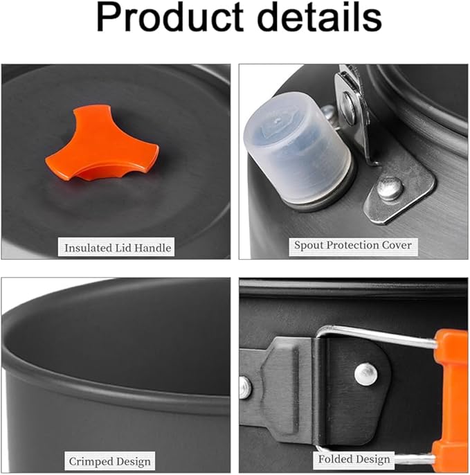 Camping Hiking Cookware Set Outdoor Portable Picnic Cookware Kit Alumina Pot Frying Pan Set Travel Cooking Accessory