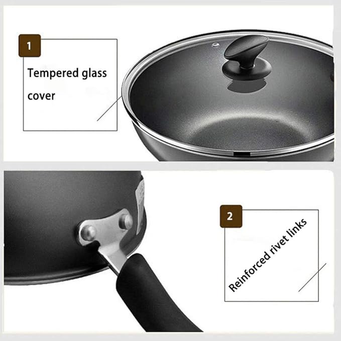 3 Pc Cookware Set Non Stick Coating Pan Setswith Tempered Glass Cover Non-Scald HandleSuitable for Many Kinds of Gas Including Cooker. Easy to Clean Pan Set
