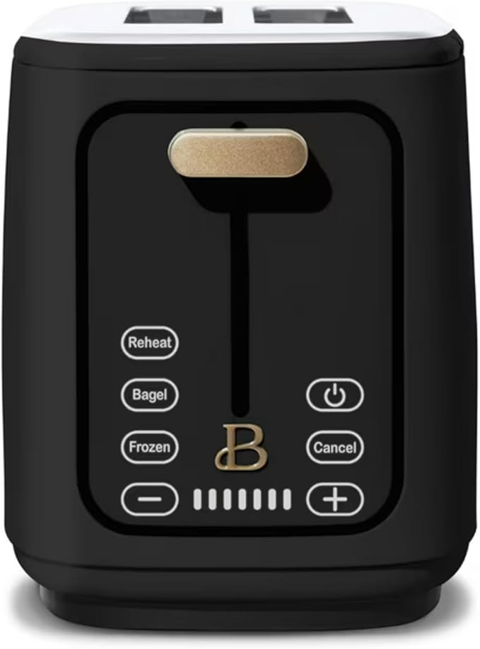 2 Slice Digital Toaster with Touch Control Panel Adjustable Toast Shade Settings Wide Bread Openings Bagel &amp Frozen Modes Removable Crumb Tray (Black)