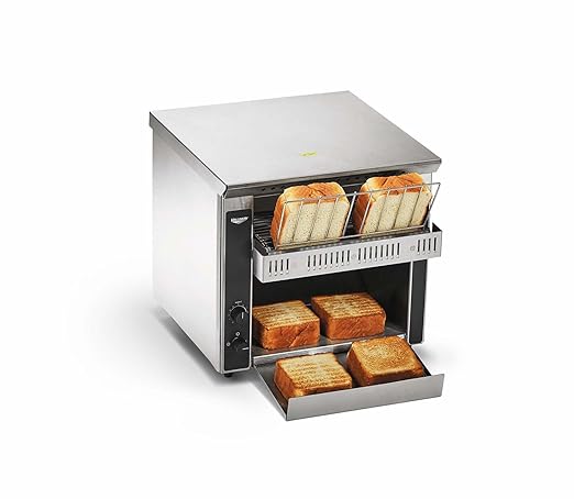 Vollrath CT2H-120250 Horizontal Conveyor Toaster Stainless Steel 120V 10.5 Wide Conveyor 250 Slices/Hour Capacity Variable-Speed Control Quartz Heating 2.5 Product Opening