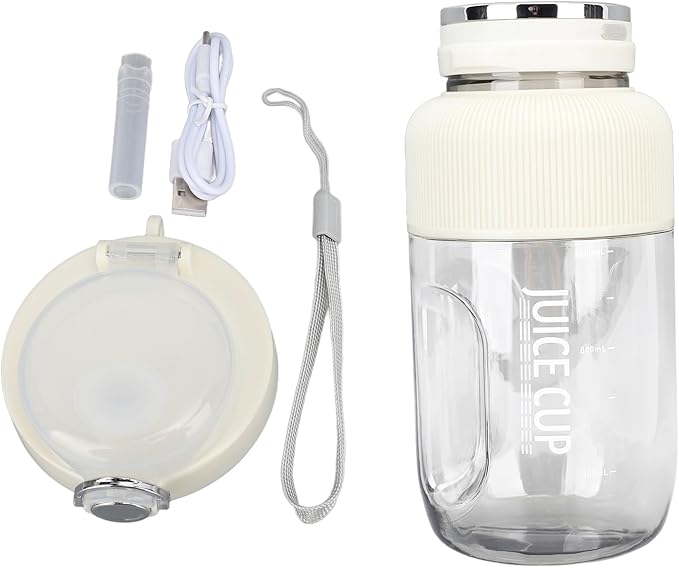 Portable Rechargeable Cordless Juicer Blender 1.2L for Travel Camping Gym Office with Stainless Steel Blades and Dual Bottle Design