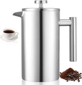 VEVOR French Press Coffee Maker 34 Ounce 1 Liter Stainless Steel Coffee Press Tea Maker with Filter Large Double Wall Insulated French Presses Cold Brew for Camping Travel Home Kitchen Silver