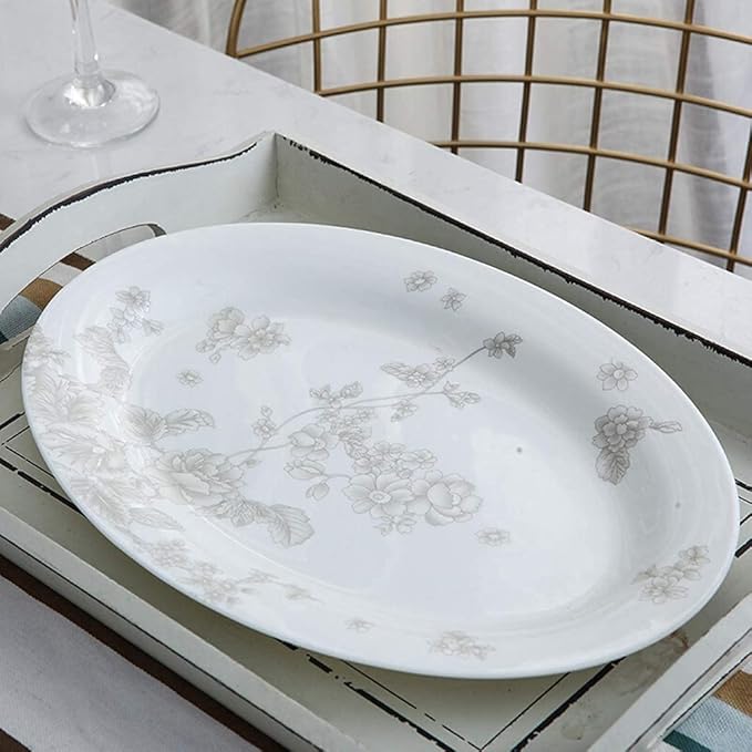 Dinnerware Set Dinner Party Tableware Service Set Ceramics Dinnerware Set with 46/50-PiecePlant Flower Porcelain Combination SetOne Color-50pieces