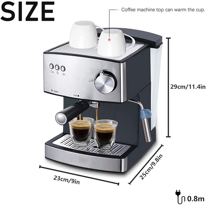 Electric Coffee Maker 1.6L with Fast Foam Frother - 850W Kitchen Appliance for Lovers