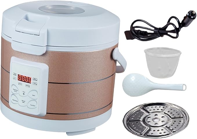 12V 24V Portable Car 3L Electric Rice Cooker 26x23cm Portable Multifunctional Professional for Keeping Warm Rice Cooking Pot B(Style A)