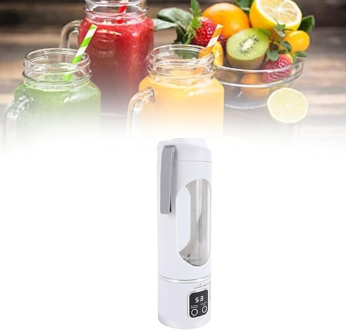 450ML Portable Juicer Cup - USB Rechargeable Travel Blender with 12 Blades &amp 3 Speeds - Smoothies &amp Fruit Juices for Home Office and Outdoors (White)
