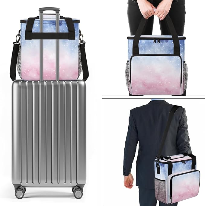 Glitter Coffee Maker Carrying Bag Pink Blue Portable Travel Storage Tote Bag Compatible with K-Mini or K-Mini Plus Single Serve Coffee Brewer Carrying Case with Multiple Pockets &amp Shoulder Strap