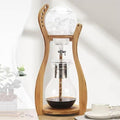 Wooden Support Drip Coffee Maker 800ML/27OZ Iced Coffee Brewer Maker with Stainless Steel Filter &amp Durable Glass Adjustable Water Flow Dripper 6-8 Cup Capacity Suit for Coffee Tea