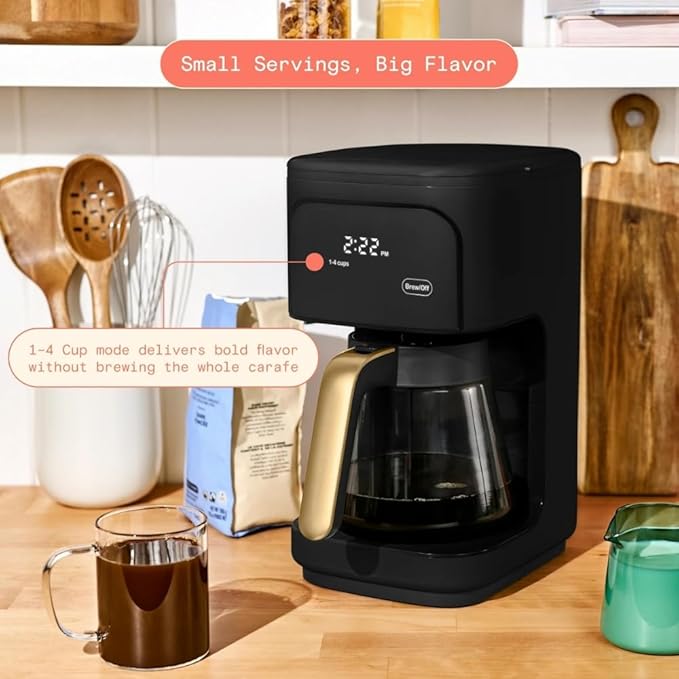 Programmable 12-Cup Coffee Maker with Touch Controls Auto Brew Timer Reusable Filter Large Glass Carafe Premium Countertop Coffee Machine (Black)