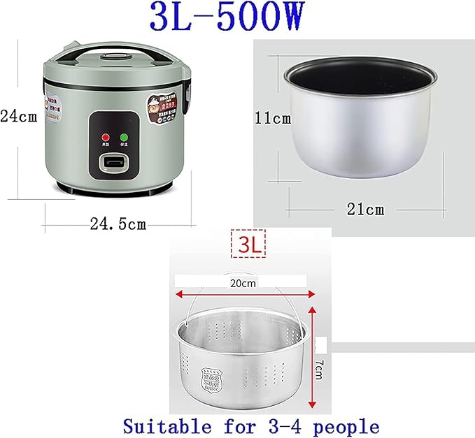 Rice Cooker Household Multifunctional Low-Sugar Non-Stick Rice Cooker Rice Soup Separation Intelligent Heat Preservation(3L) ()