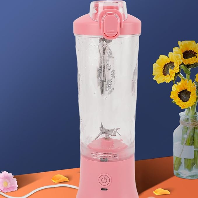 Portable Blender USB Rechargeable 600ml 150W 18000RPM High Speed Personal Blender with 4000mAh Battery Leakproof Lid for Smoothies Shakes Travel Sports Home Use ABS Stainless Steel (Pink)