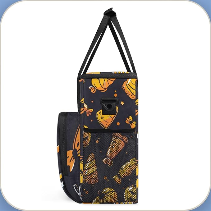 Cartoon Pumpkin Coffee Maker Carrying Bag Graffiti Pumpkin Travel Storage Bag Compatible with K-Mini or K-Mini Plus Single Serve Coffee Brewer Carrying Case with Multiple Pockets &amp Shoulder Stra