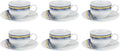 Euro Porcelain 12-pc Coffee Tea Cup Espresso Set Fine Marble China Tableware with 24k Gold Plate Accent (Blue w/gold 12-pc Espresso)