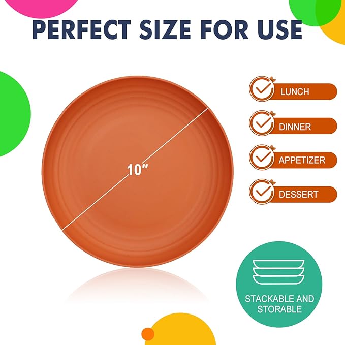 Homienly 40 PCS Premium Wheat Straw Dinnerware Sets Reusable Plates and Bowls Sets for Kitchen Lightweight and Unbreakable Dishwasher and Microwave Safe Dishes Set - Colorful