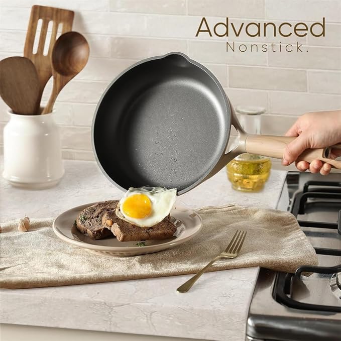 13Pcs Pots and Pans Set Non Stick Kitchen Cookware Sets with Egg Pan Kitchen Induction Pots and Pans Cooking SetsTaupeOne