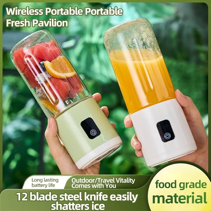 Portable Blender for Smoothie 35W Personal Blender with 12 Stainless Steel Blades Rechargeable USB-C Electric Juicer for Protein Shake &amp Juicing Travel Gym Office (Green)