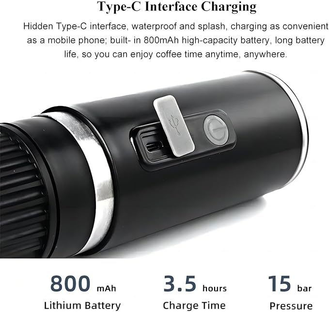 ciciglow Portable Electric Coffee Machine Travel Coffee Maker Small Automatic Coffee Machine for Ground Coffee Capsule for Camping Car Hiking Get 30 to 50ml Coffee