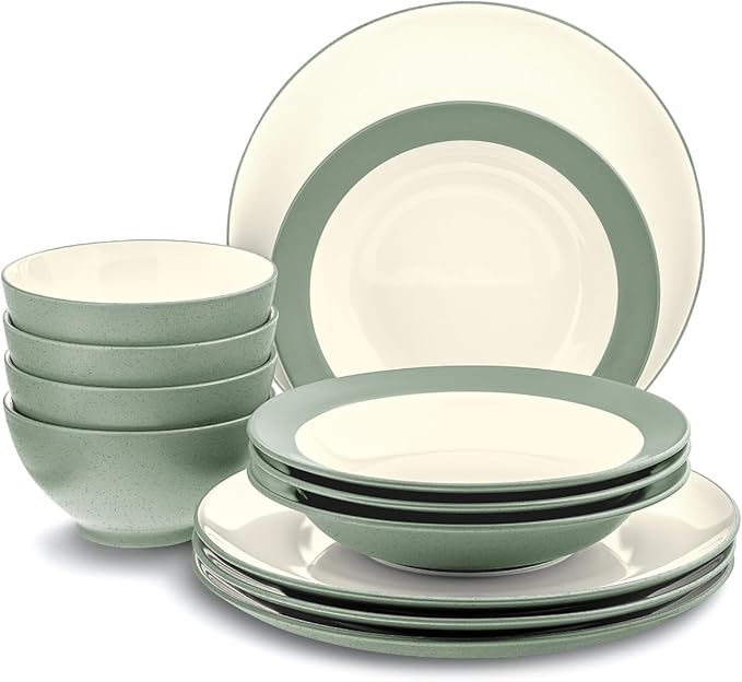 Noritake Colorwave Green 12-Piece Coupe Dinnerware Set Service for 4