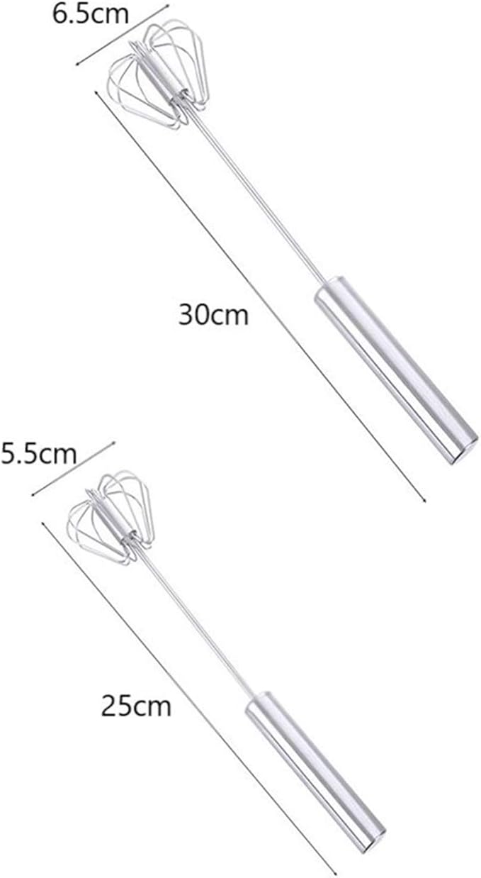 WUCHENG Stainless Steel Hand Eggbeater Hand Pressure Rotating Semi-automatic Mixer Egg Milk Cream Manual Blender Kitchen Cooking Tools hand blender (Color : 12 inch)