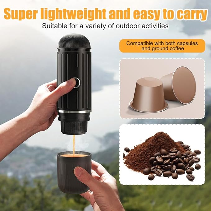 DONGKER Portable Electric Espresso Machine19bar High Presseur USB Car Coffee Maker Compatible Ground Coffee &amp Capsule for Hiking Office Camping