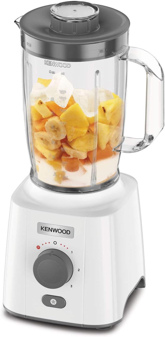 Kenwood BLP41.C0WH Blender 2L jug with practical handle steel blades 3 speeds+pulse including chopped accessory non-slip feet plastic white and gray