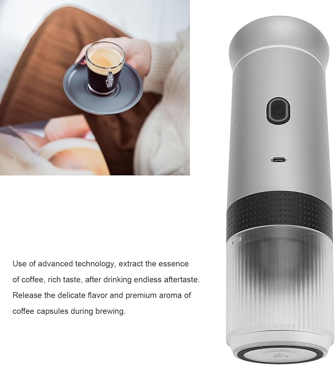 Portable Espresso Machine Rechargeable Travel Electric Espresso Coffee Maker Compact Capsule Coffee Making Machine for Camping Travel RV Hiking Office Outdoors