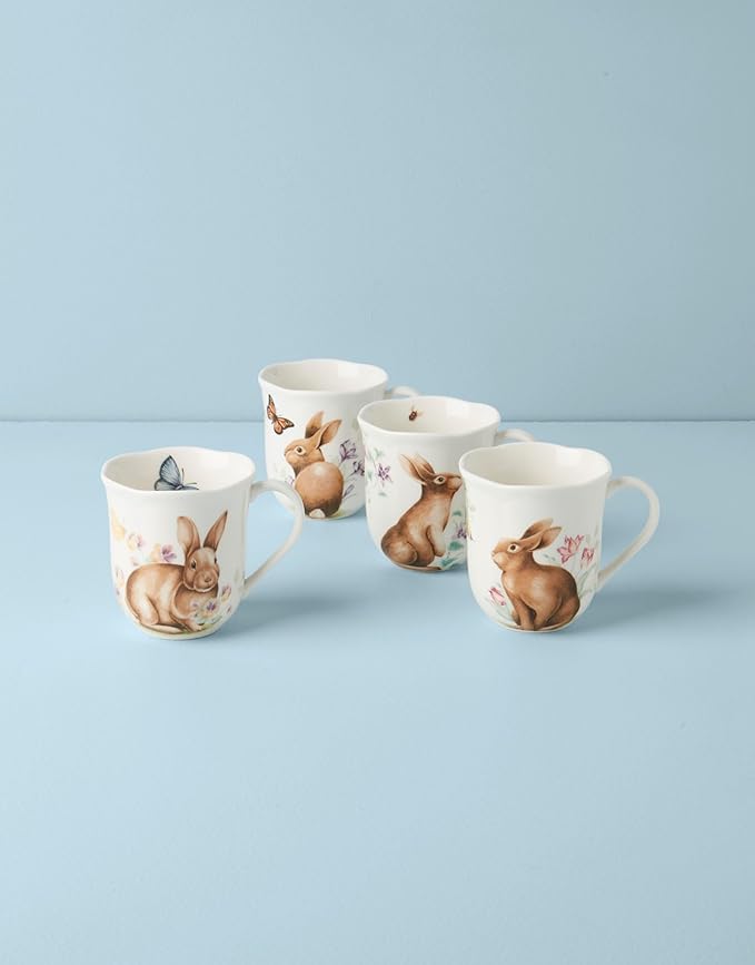 Lenox 894154 Butterfly Meadow Bunny Mugs Set of 4 Easter Drinkware