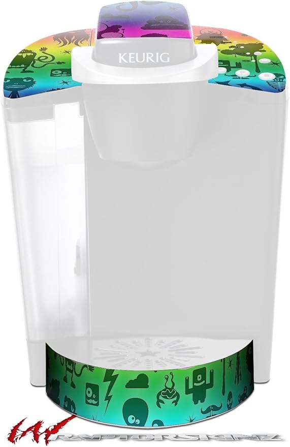 Decal Style Vinyl Skin compatible with Keurig K40 Elite Coffee Makers Cute Rainbow Monsters (COFFEE MAKER NOT INCLUDED)