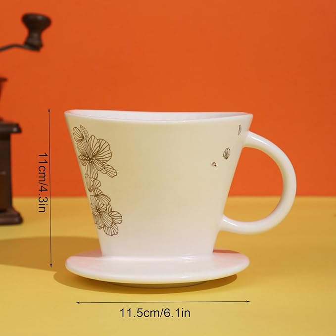 Ceramic Pour Over Coffee Maker Set Includes Ceramic Coffee Dripper Brewer &amp 473ml Coffee Mug For Coffee and Tea Manual Single Cup Coffee Maker Gift Idea