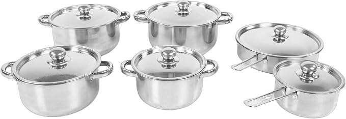 Tnfeeon 6Pcs Stainless Steel Cookware Set Cookware Sets Skillet Sauce Pot Kitchen Induction Stockpot Includes Frying Pan Saucepan for Home Cooking 6Pcs Stainless Steel Cooking