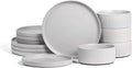 Stone Lain Haven Stoneware 16-Piece Dinnerware Set Grey -Plates and Bowls Sets for 4 Dish Set Includes Dinner and Salad Plates Pasta and Cereal Bowls Microwave &amp Dishwasher Safe