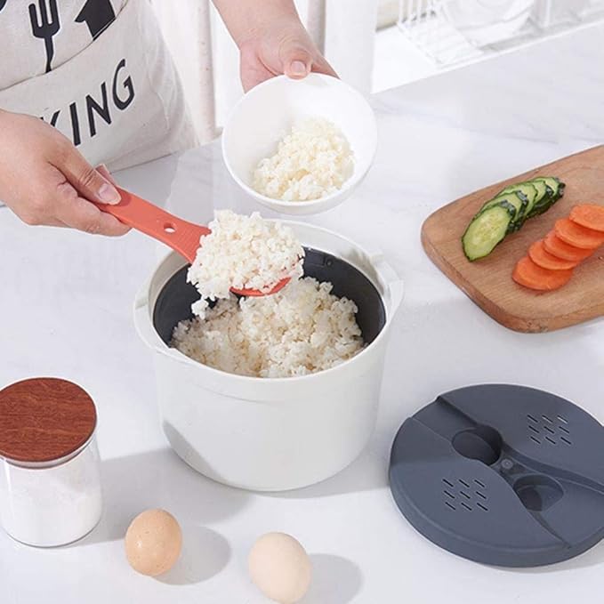 qiuqiu Rice Cooker Microwave Rice CookerMulti-Function Cooker Steamer with Filter Cover Home Kitchen Steamer Cooker Cooking Rice CookerDouble-Layer Hot Soup Cooking Lunch Box-Orange