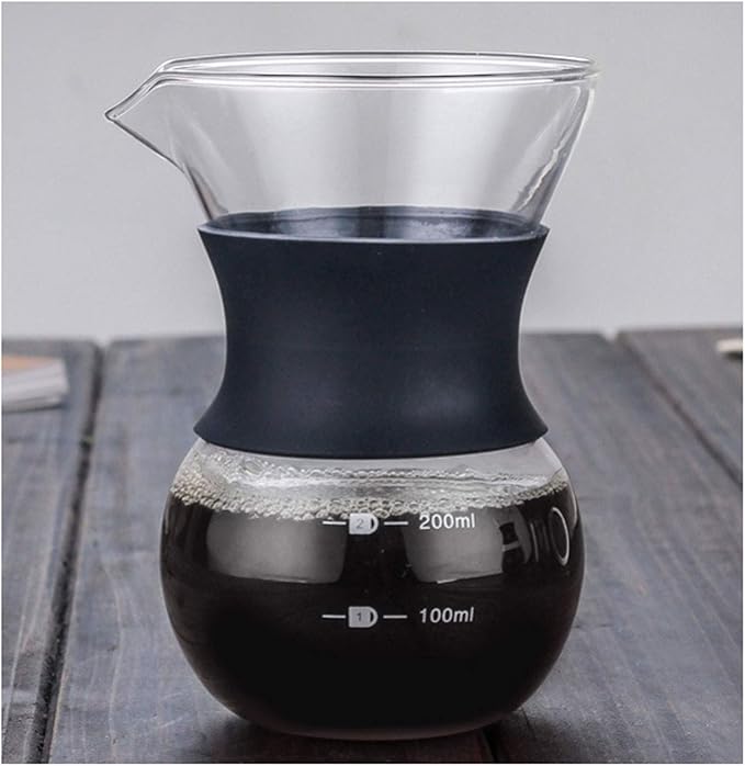 Liudan Coffee Maker Coffee Sharing Pot Household Instructions Coffee Pot Set Heat Resistant Glass Coffee Pot with Scale Coffee Filter Anti-Branding Pot 200 ml / 400 ml Coffee Press (Size : Small)