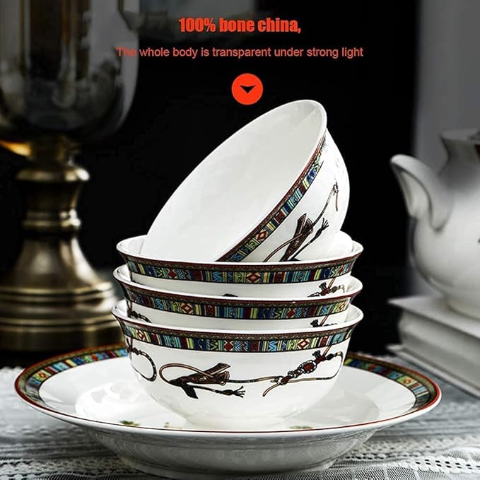Ceramic Dinnerware SetCereal Bowls and Soup Bowls/Ceramic Bone China Porcelain Dinner Plate Set Sets - 58 Pieces