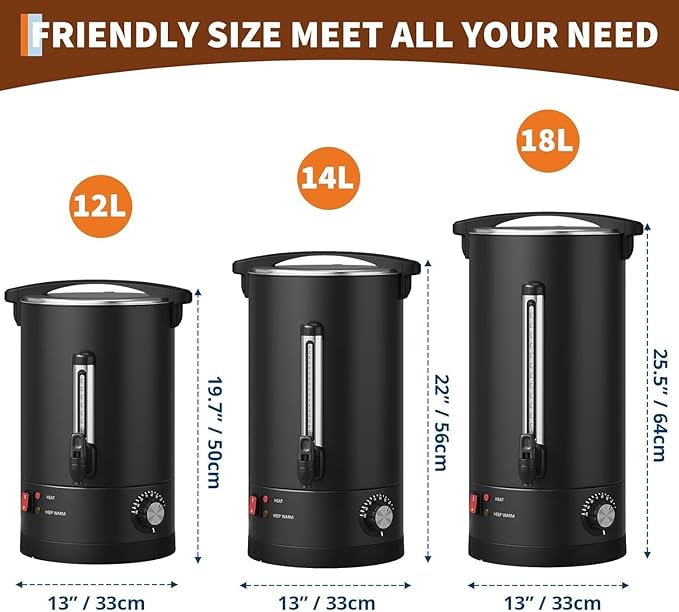 120 Cup 16L Commercial Coffee Maker | Large Capacity Coffee Urn with Double-Wall 304 Stainless Steel | Quick Brew Dispenser for Offices Meetings &amp Large Gatherings Black