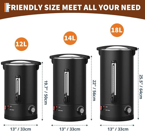 120 Cup 16L Commercial Coffee Maker | Large Capacity Coffee Urn with Double-Wall 304 Stainless Steel | Quick Brew Dispenser for Offices Meetings &amp Large Gatherings Black