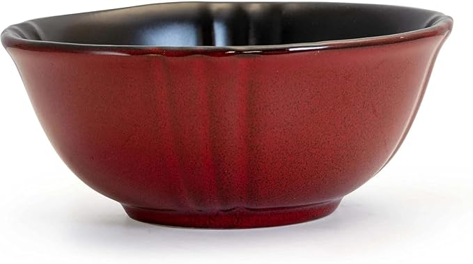 Regal 16 Piece Stoneware Dinnerware Set - Vibrant Red with Gold Accents Service for 4 Dishwasher &amp Microwave Safe Contemporary Design