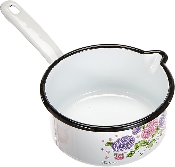 GSW Hydrangea 5-Piece Saucepan Set Steel Enamel Plastic White